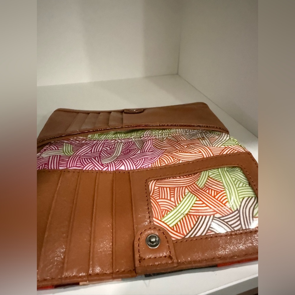 The Sak light brown leather wallet w/ colorful stripes on front (read) - Picture 8 of 14